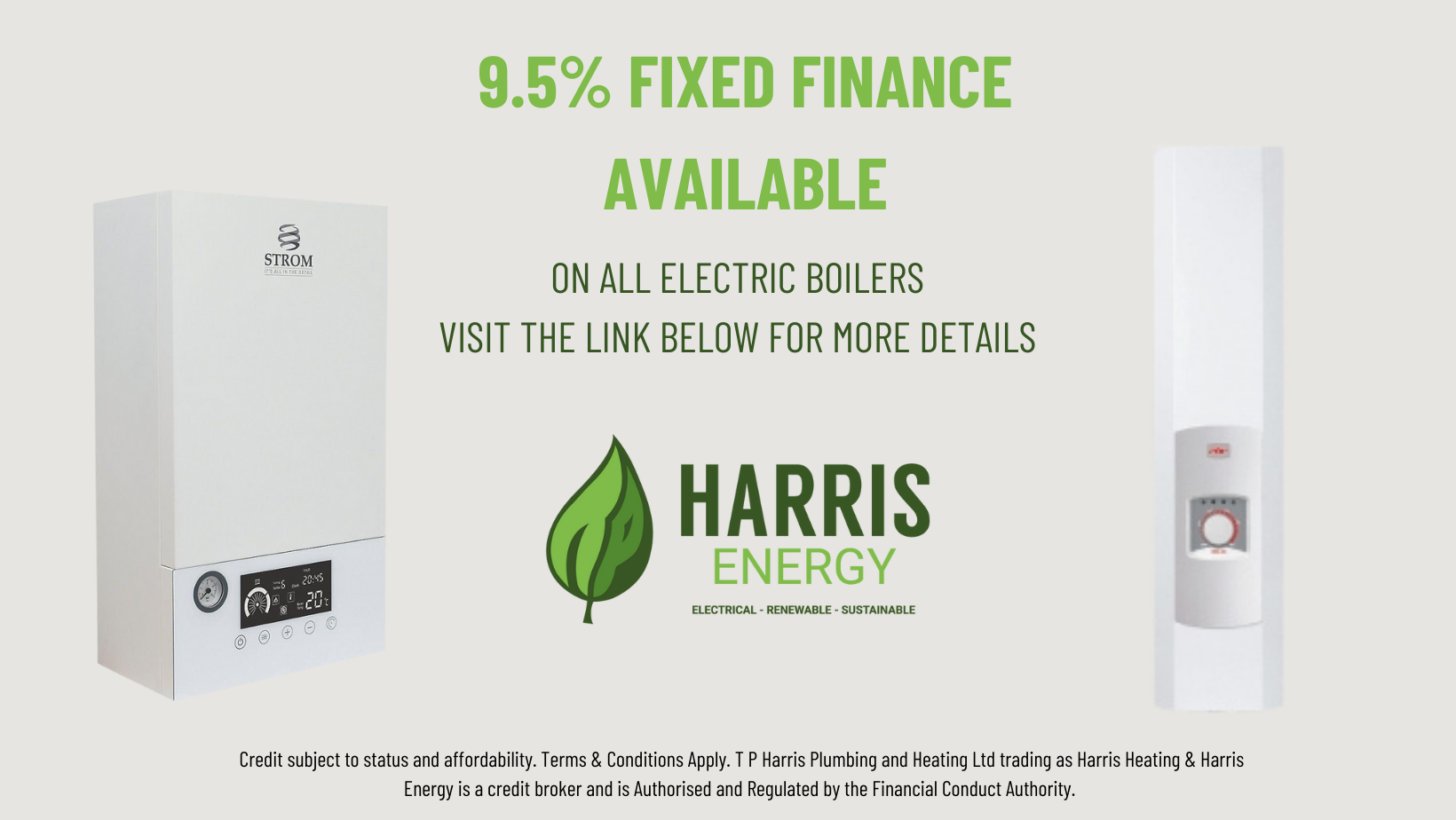electric boiler with finance info